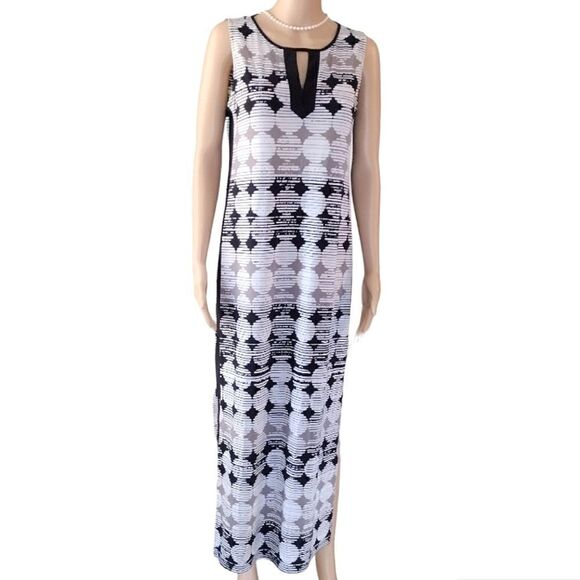 Chico's Women's Size 0 (US 4) Black & White Polka Dot Sleeveless Maxi Dress NWOT - Picture 2 of 13